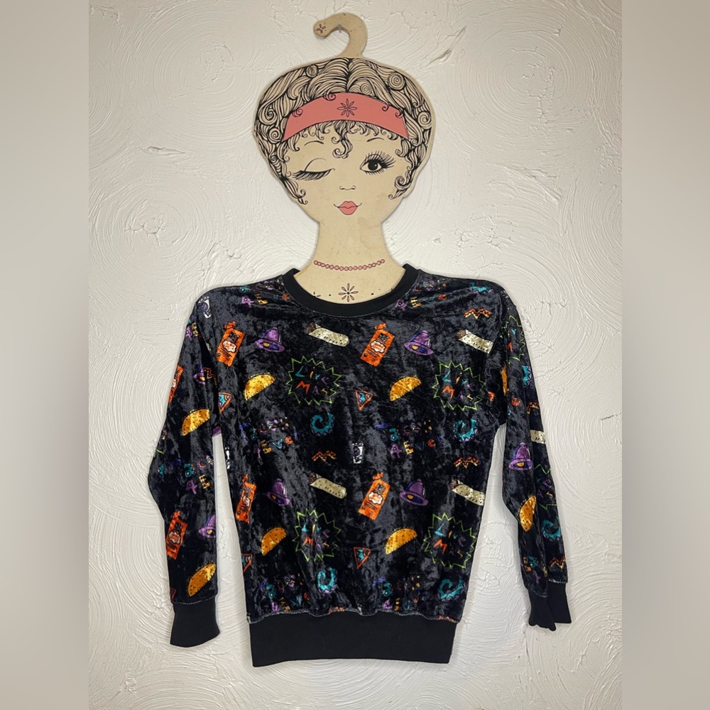 Taco Bell x Forever 21 Collection Velour Crewneck Sweatshirt Girls US 6